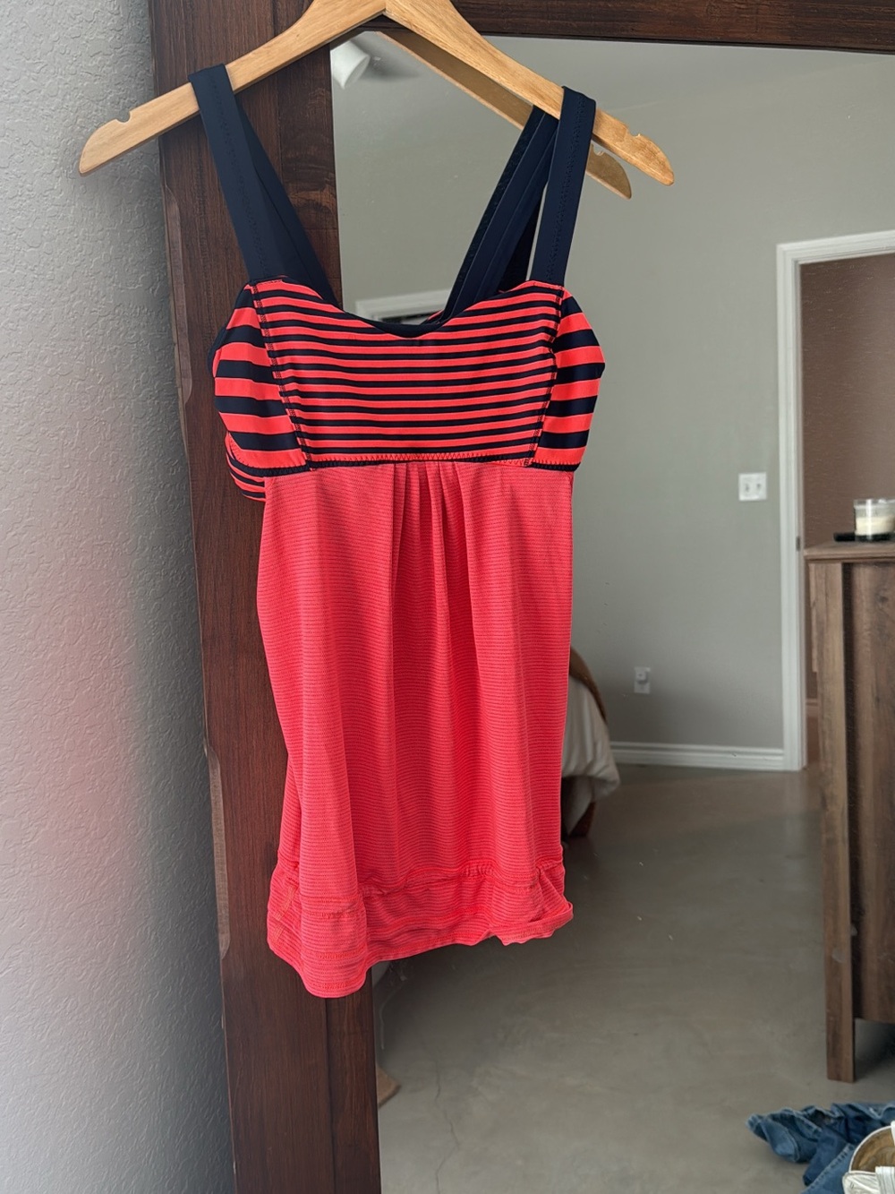 lululemon athletica Red and Black Striped Bust Tank